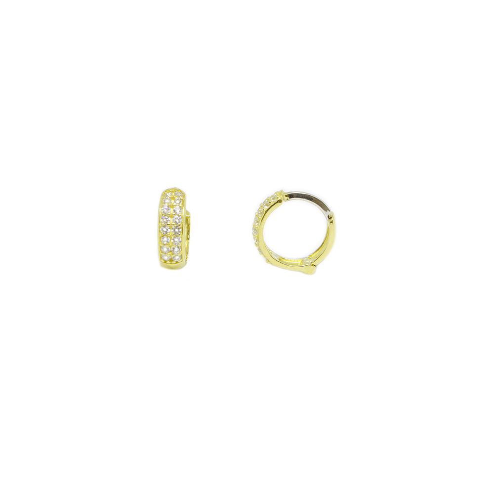 Brinco Argola Mini com Zirc�nias em Ouro 18 Kilates � 25417